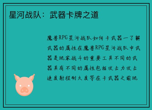 星河战队：武器卡牌之道